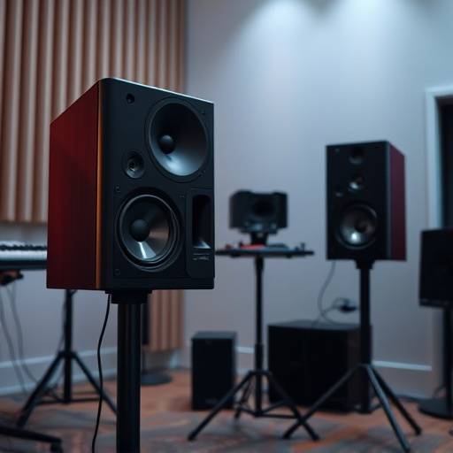 Pair of Focal Trio 11 Be studio monitors on stands in a recording studio